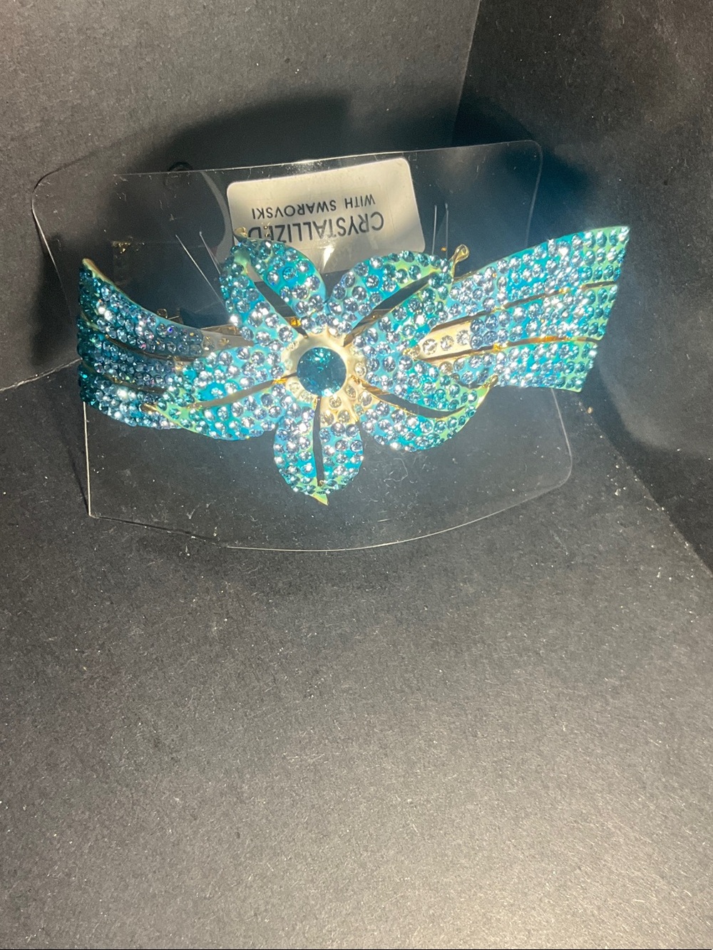 Turquoise Crystal Flower Hair Clip